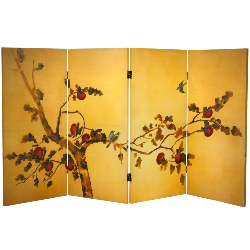 3 ft. Short Double Sided Birds on Plum Tree Canvas Room Divider