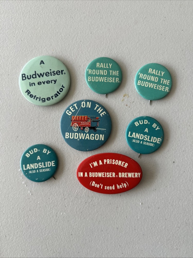 7 Vintage Budweiser Pinbacks