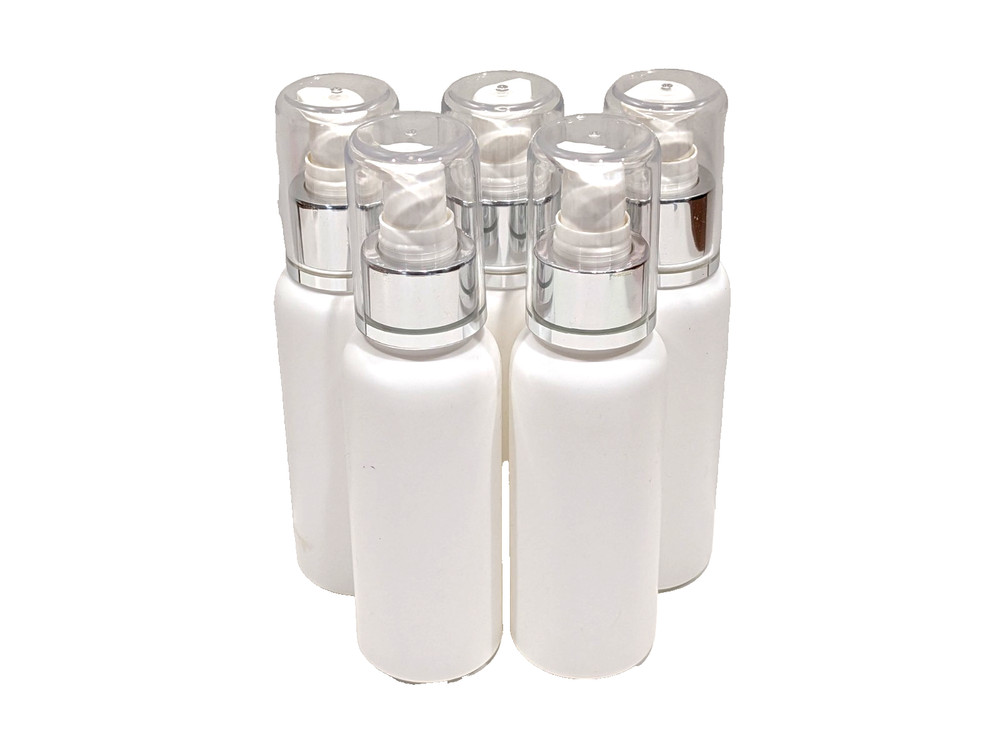 5 pcs, Lotion pump White plastic 3.5 oz