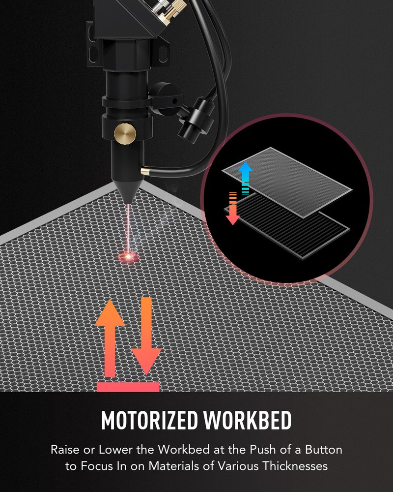 OMTech 20x28 in. 60W CO2 Laser Engraver Cutter with Basic Accessories Combo