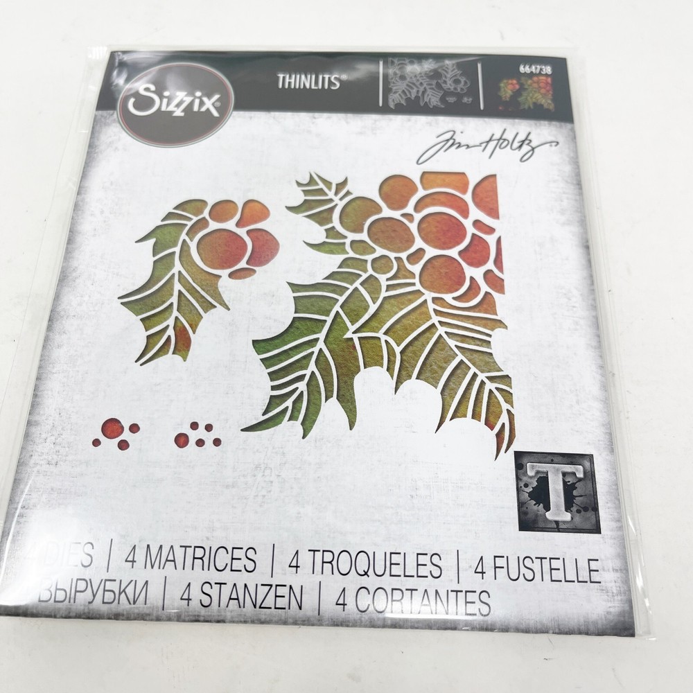 Sizzix Thinlits Christmas Cutting Dies Bundle Holly Mistletoe Winter NEW