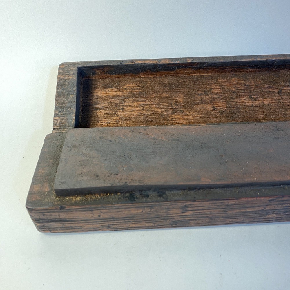 Antique Sharpening Stone With 9” Wooden Box