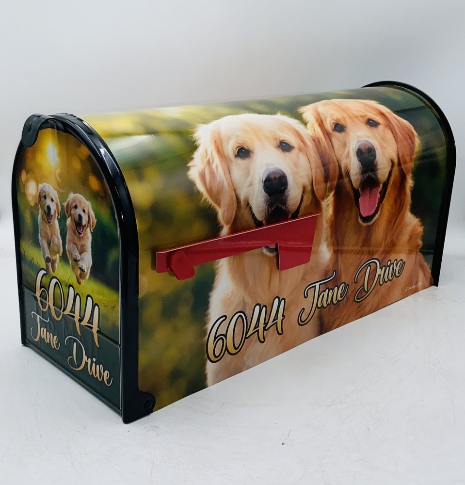 Golden Retriever custom Mailbox, Personalized Farm Mailbox Gift