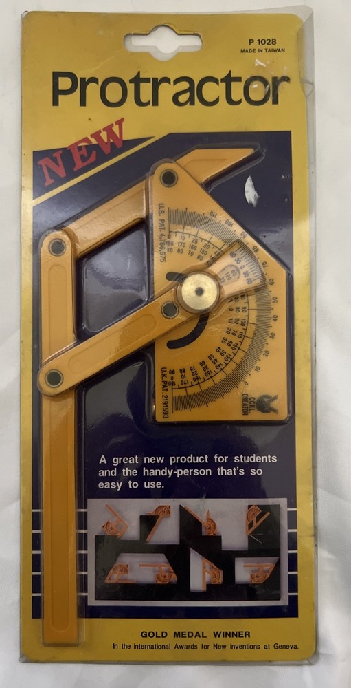 CCKL CREATOR P1028 Adjustable Protractor Multipurpose Angle Finder Yellow NIP