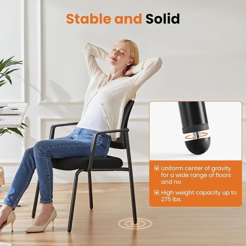 Ergonomic Stackable Office Chair W/ Breathable Mesh Backrest Comfort Support New