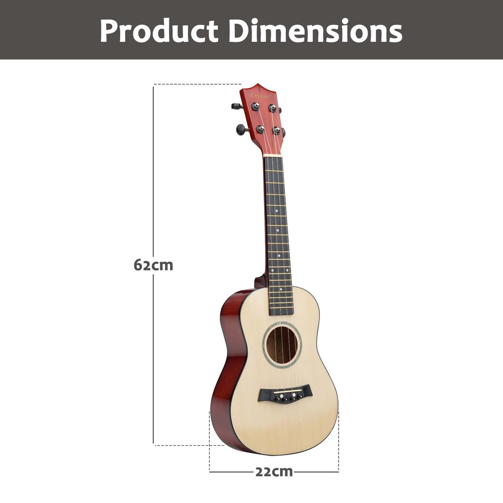 23" Concert Beginners Ukulele with Felt Pick & Spare Strings – Black