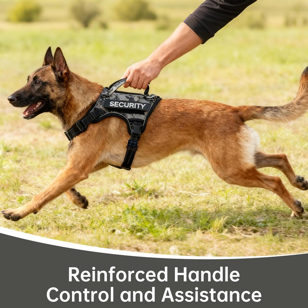 Tactical Dog Harness, No Pull Adjustable Reflective Camo Vest with Soft Handl...