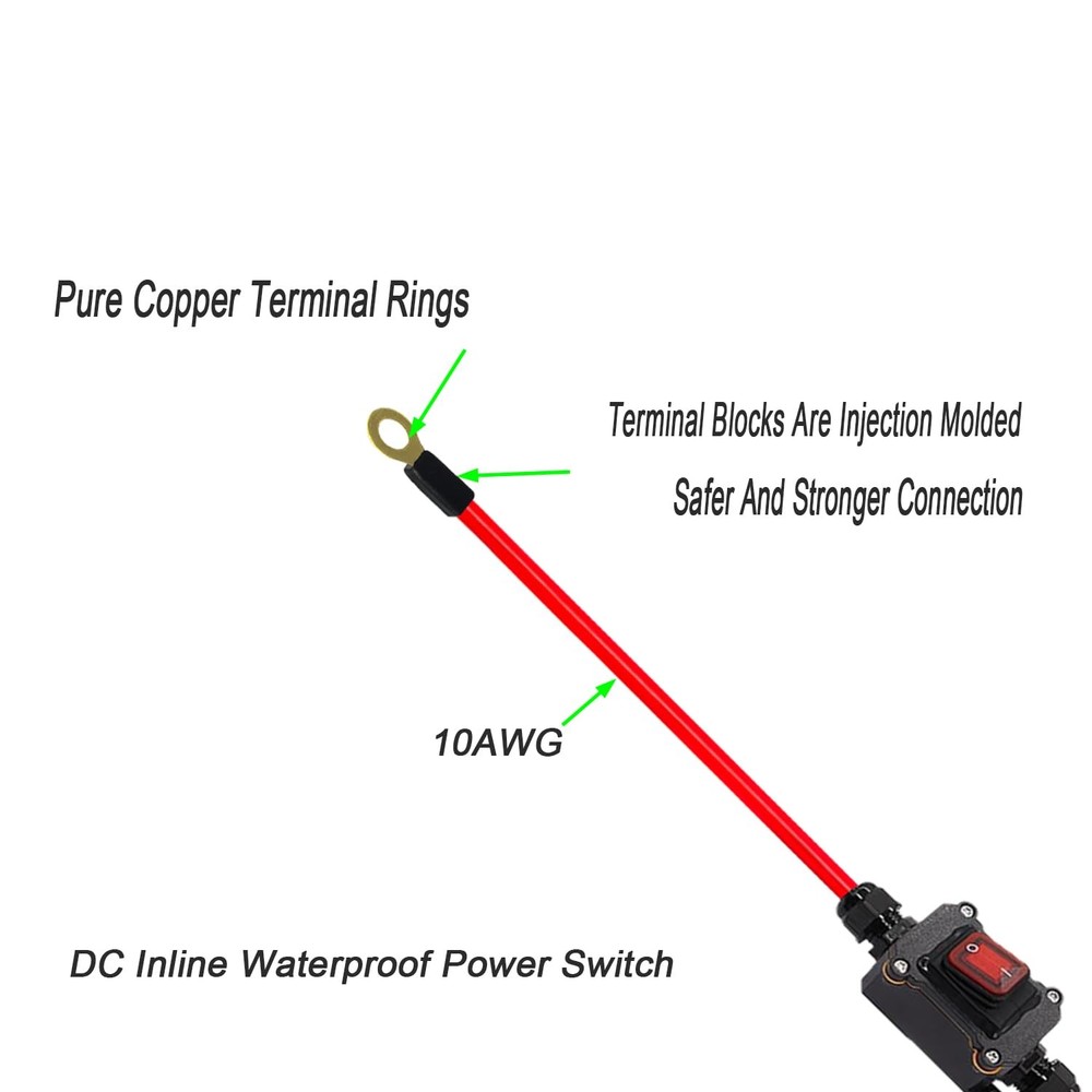 DC 12V Inline Switch DC 12-24V,DPST Dual Side Wiring Switchs 25A Inline Power...