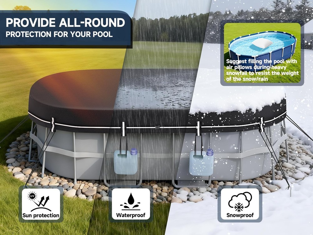 LXKCKJ 7X10 FT Rectangular Pool Covers for Above Ground Pools, 420D Solar Ova...