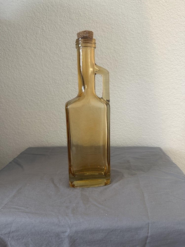 Vintage Amber Bottle With Handle And Cork