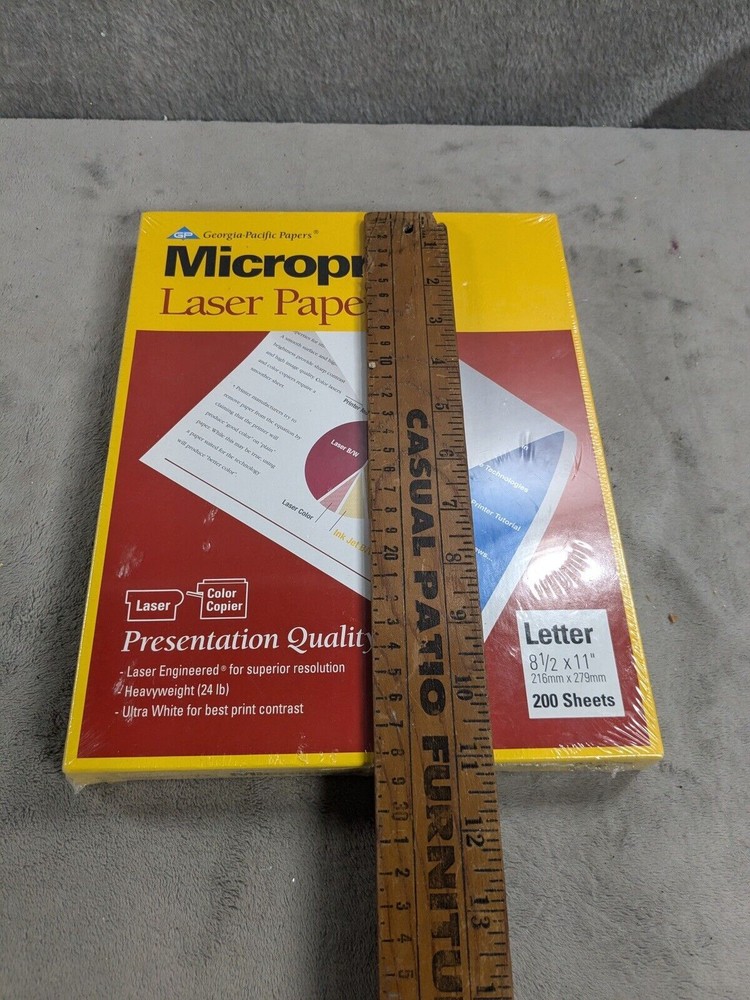 MicroPrint Laser Paper 200 Count Sheets 8.5” X 11” - Unused