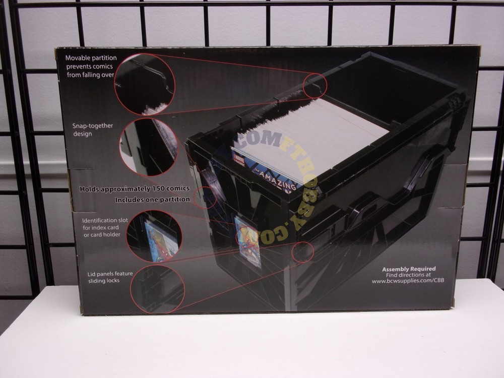 BCW Black Short Comic Book Bin Heavy Duty Stackable Plastic Box Holds 150 Bagged