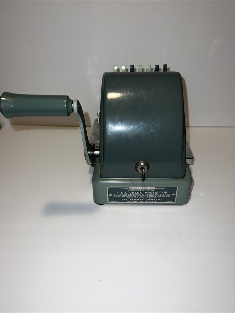 Vintage F & E Check Protector By Hedman, Green with key