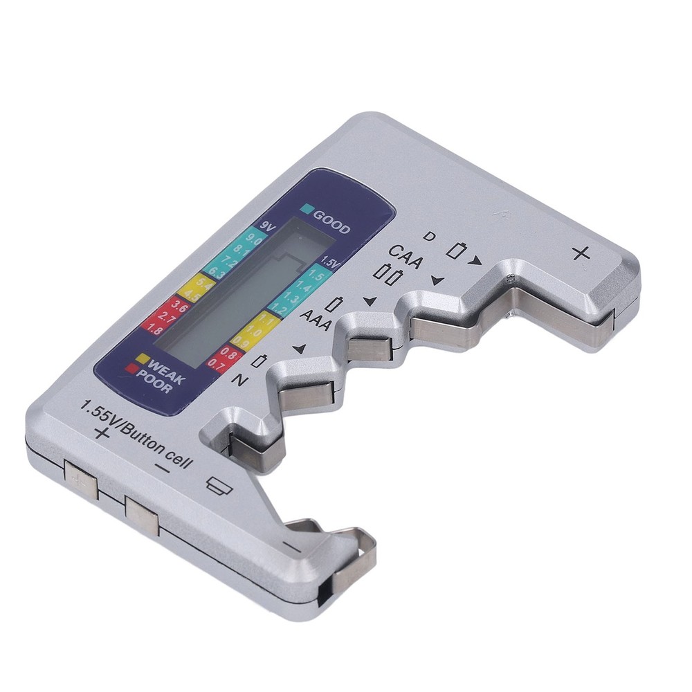 Digital Battery Tester LCD Screen Button Cell Battery Checker Silver