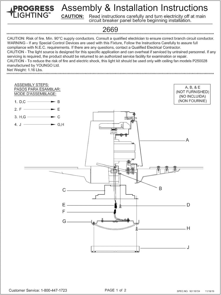 LED Ceiling Fan Light Kit for Use with Lindale Collection Ceiing, Integrated LED