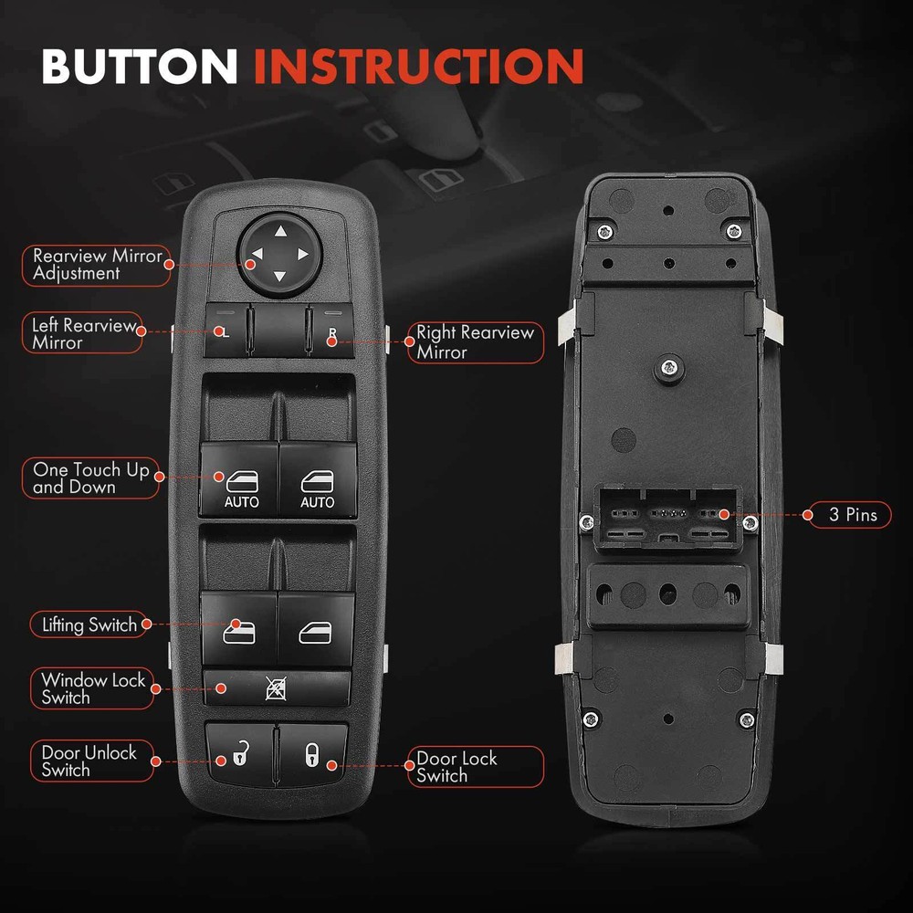 Power Window Switch Front Left Driver for Chrysler Pacifica 2017-2022 68234092AC