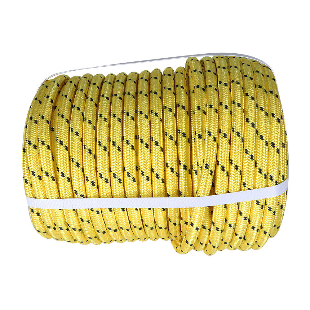Bull Rope Double Braid Polyester Rope 1/2"×200' 6180Lbs Breaking Strength Yellow