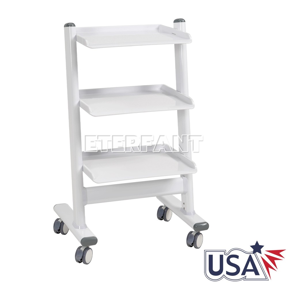 Lab Trolley Rolling Cart 3-Layer ABS Lab Serving Cart with Wheels/Socket