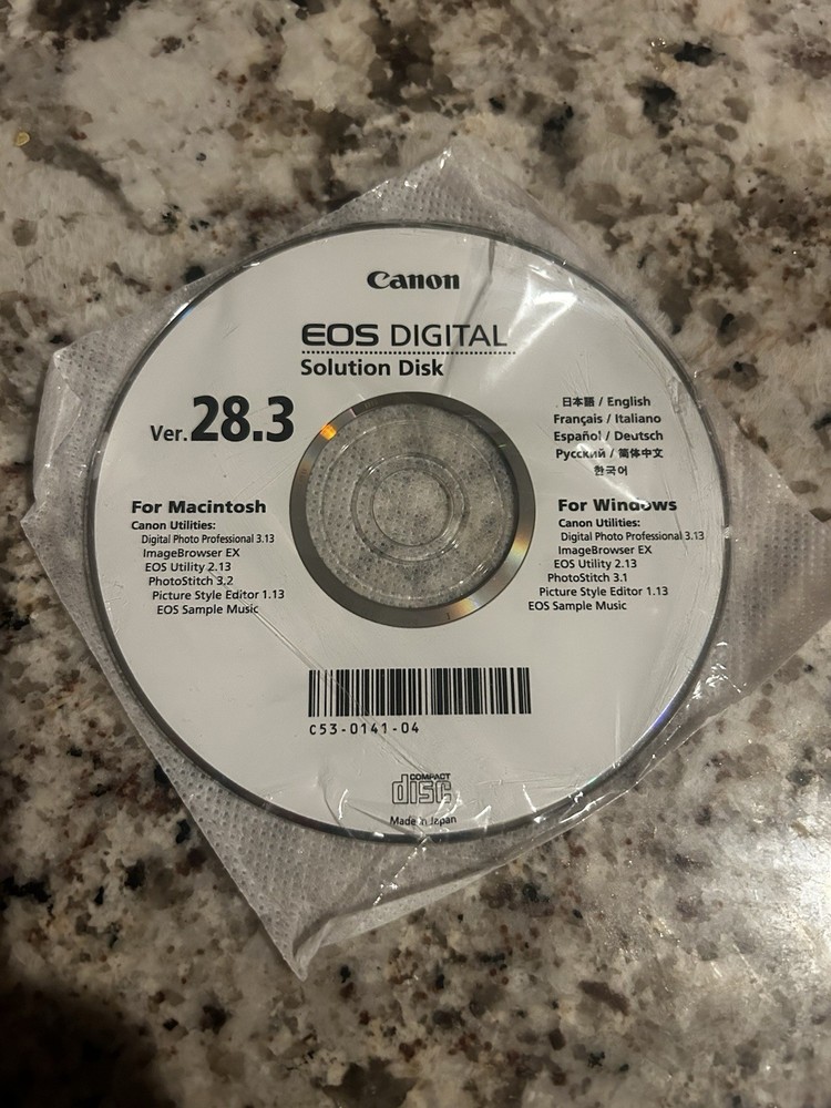 Canon EOS Digital Solution Disk 28.3 CD For Windows and for Macintosh