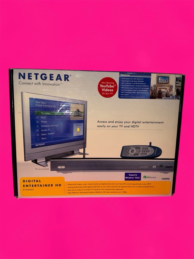 NETGEAR HD EVA8000 DIGITAL ENTERTAINER MULTIMEDIA RECEIVER OPEN BOX