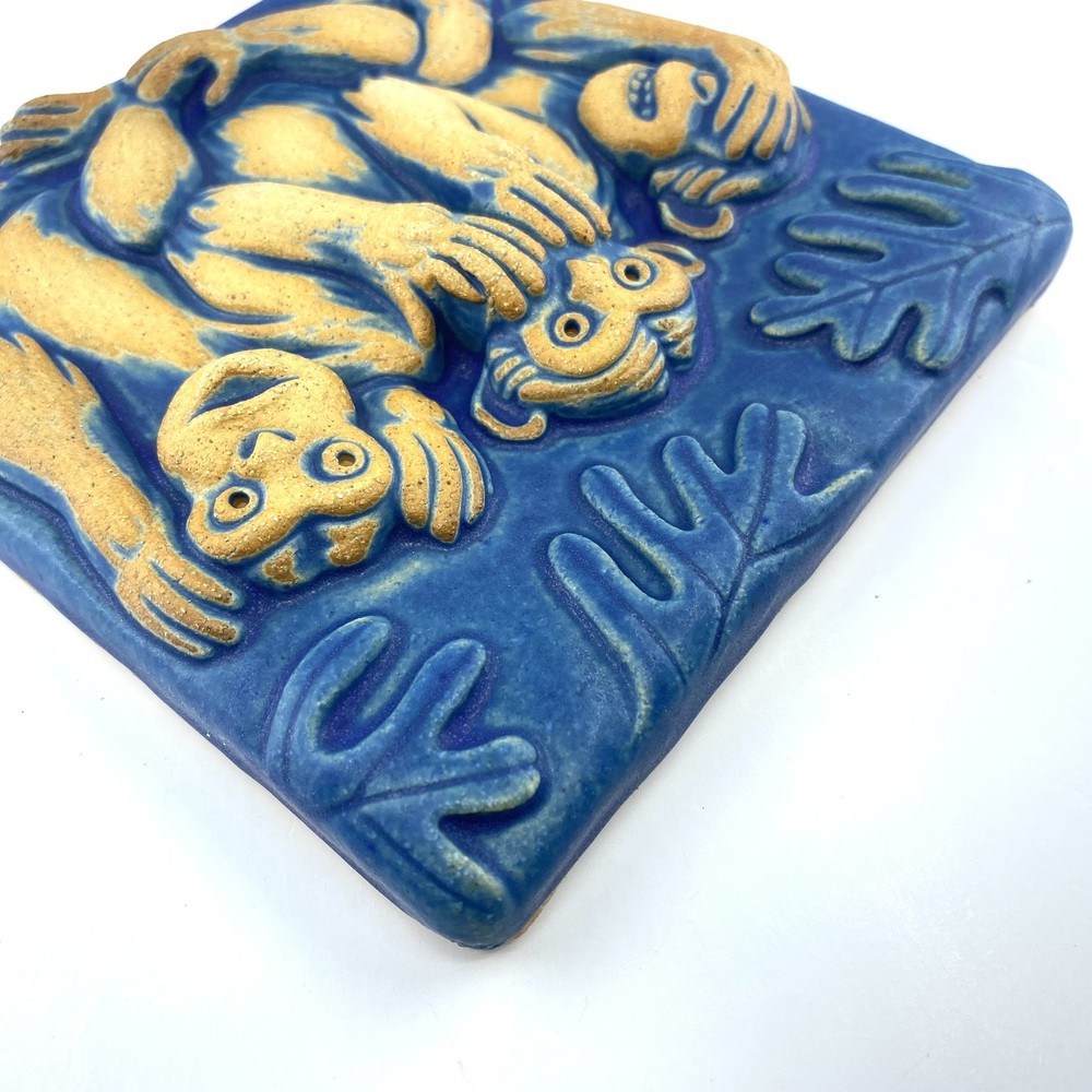 Monkey Trio 6x6" Ceramic Art Tile By Gretchen Kramp