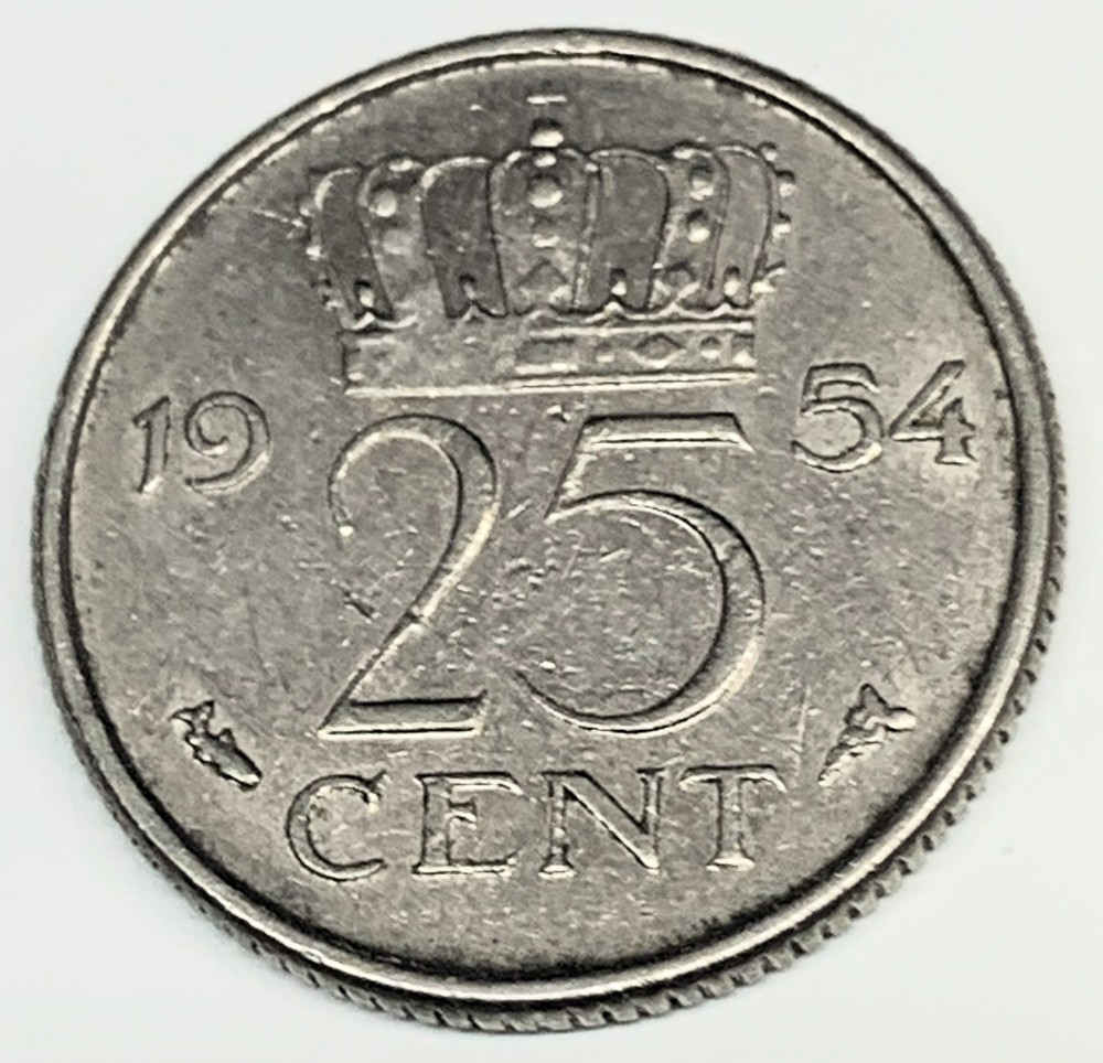 # C6087 NETHERLANDS COIN, 25 CENT 1954