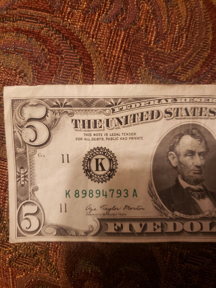 Vintage $ 5 1977 Misshapen