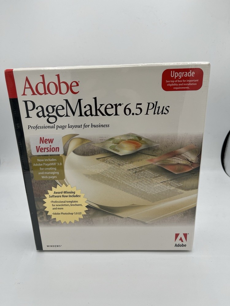Adobe PageMaker 6.5 Plus Windows Upgrade Professional Page Layout Software NEW