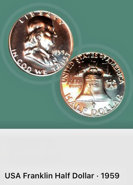1959 Gem Proof Franklin Half Dollar, 90% Silver