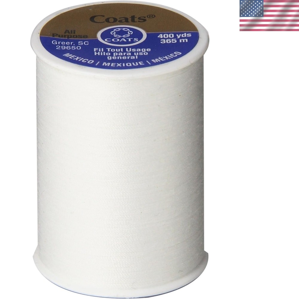 All-Purpose White Thread 400 Yards - Durable Polyester for All Sewing Projects