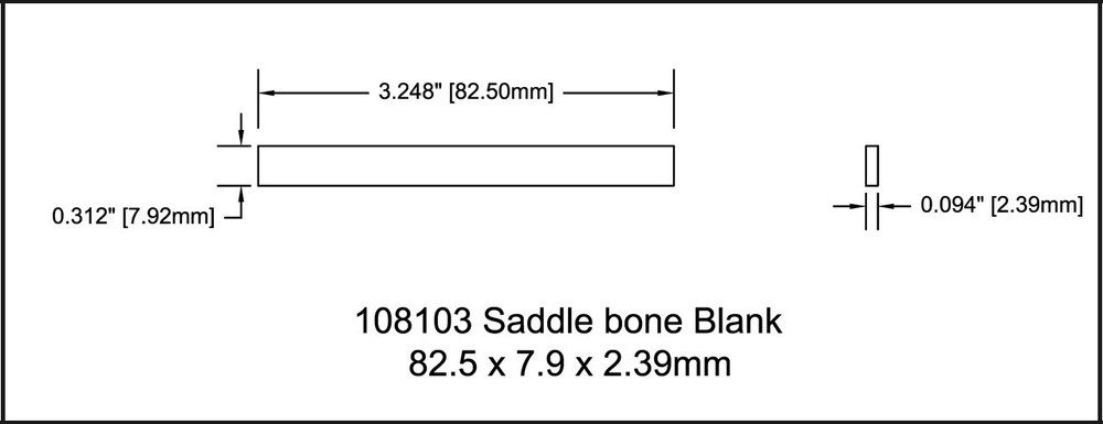 Saddle Bone Blank Acoustic Medium Thin 82.5 x 7.9 x 2.3 108103