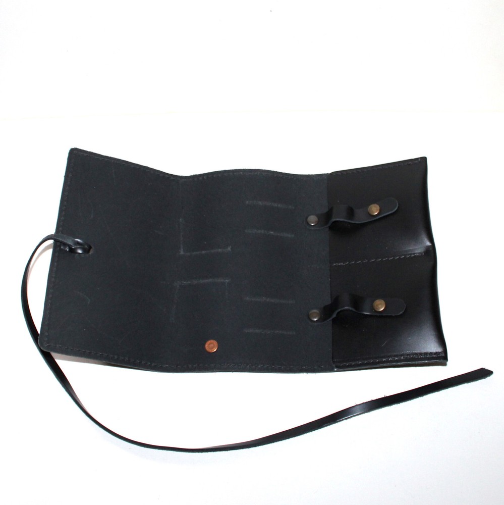 Rustico Sidekick Black Leather tri-fold handmade pouch cord organizer wallet