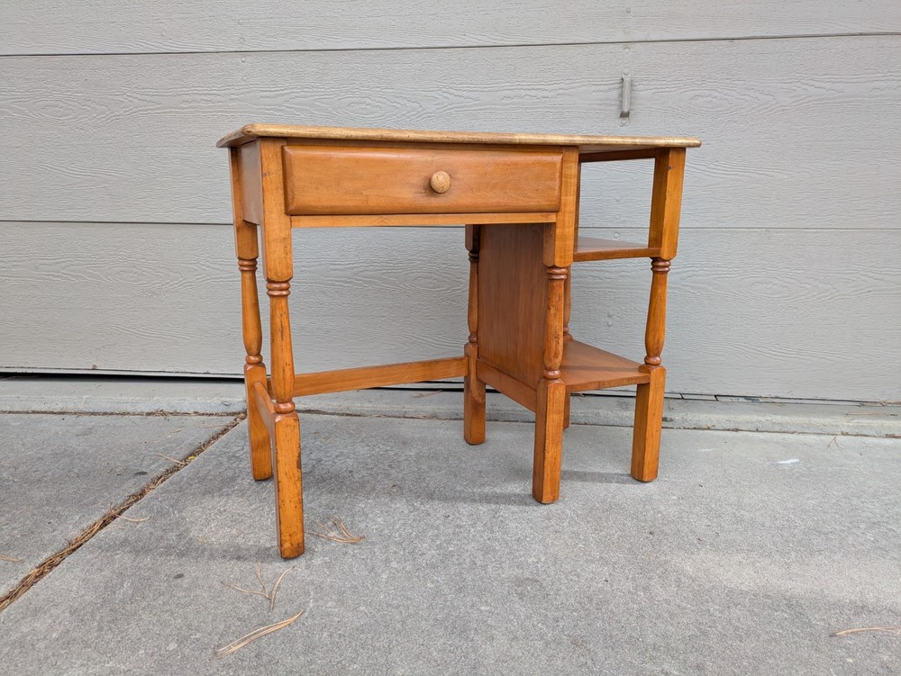 Vintage Rustic Country Colonial Solid Maple Wood Writing Desk Table Shaker