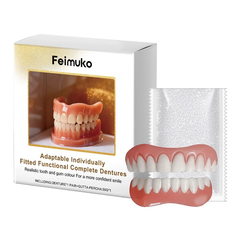 Full Denture Set Upper Lower False Teeth Replacement for Men Women