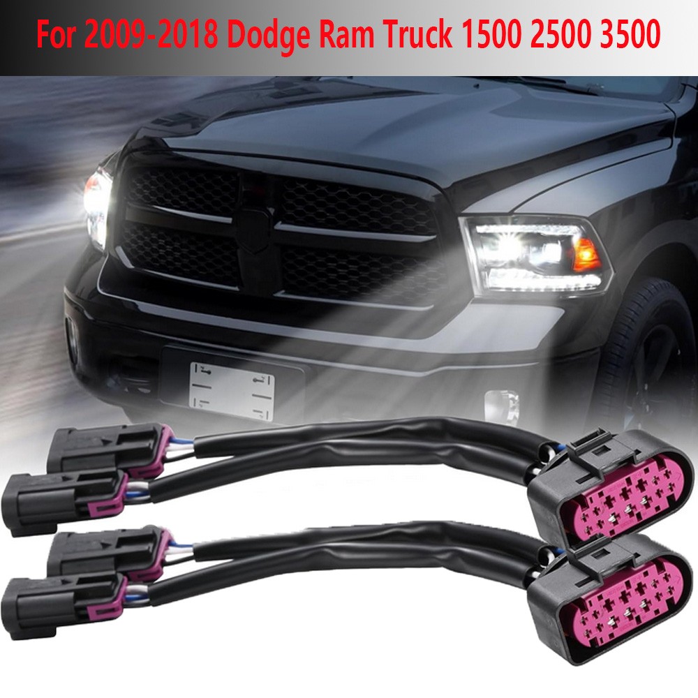 Fits 2009-18 Dodge Ram Conversion Harnesses Quad Housing To Projector Headlight