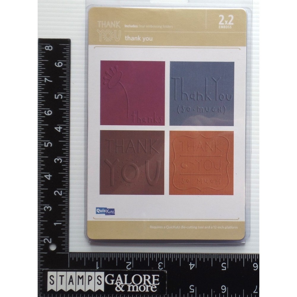 QuicKutz Stencils Embossing Folder EF-2X2-004 SET 4 THINLITS THANK YOU #1904