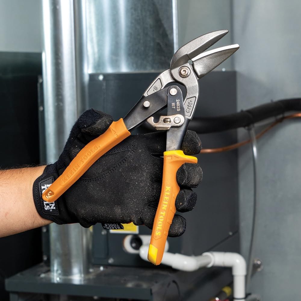 Klein Tools 2402S StraightCutting Offset Snips, Aviation Tin Snips with Forge...