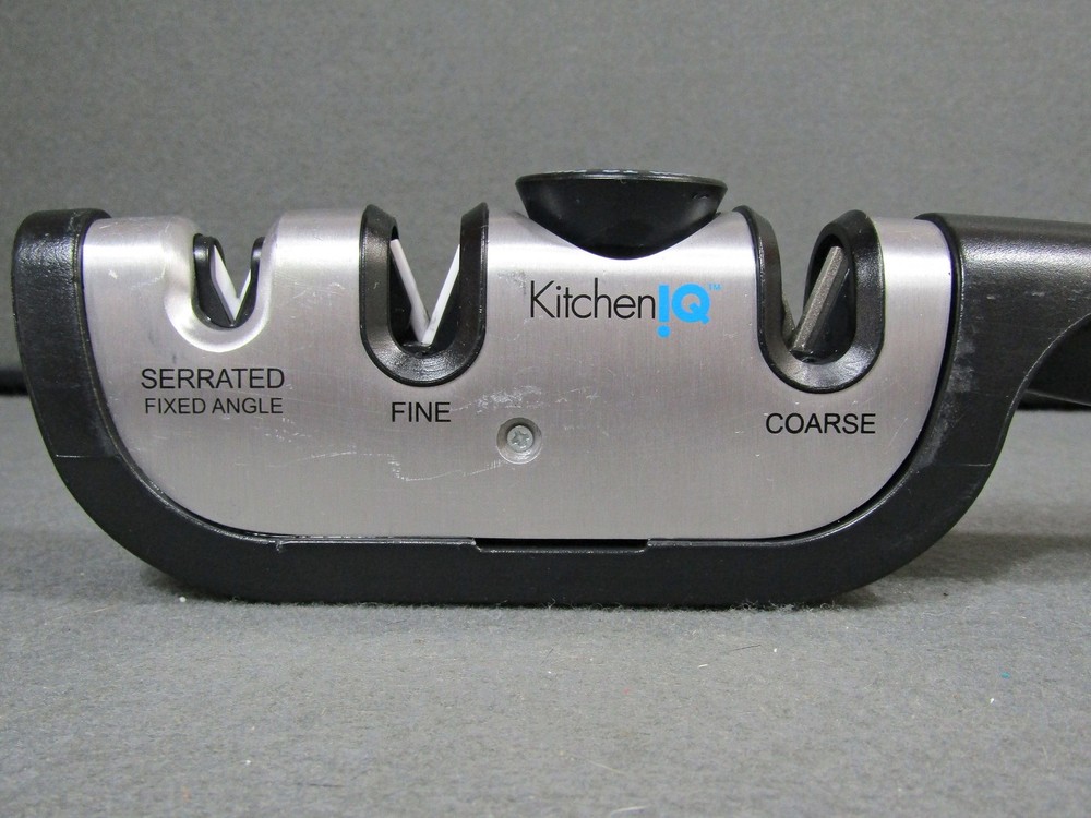 Kitchen IQ Diamond Adjustable Manual Knife Sharpener,White/Black