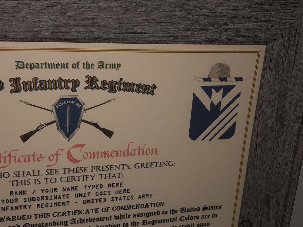 38TH INFANTRY REGIMENT / COMMEMORATIVE - CERTIFICATE OF COMMENDATION