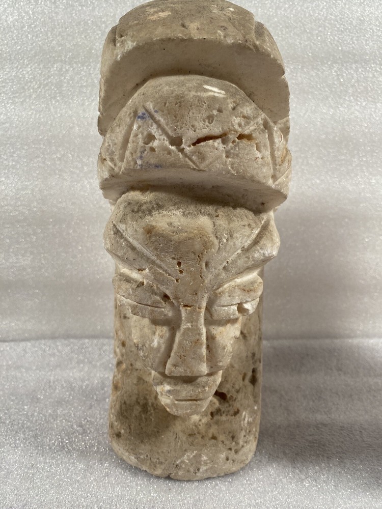 2-Artisan Hand Carved 9" Aztec/Mayan Solid Marble Statue/Book Ends. READ LISTING