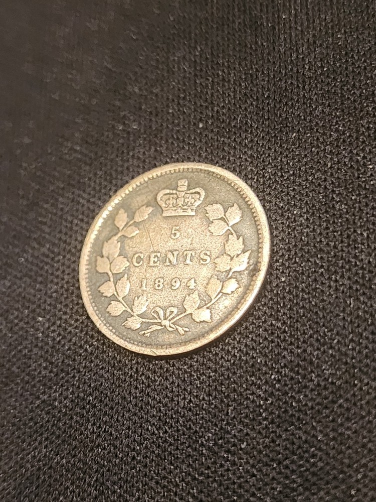 1894 Canada 5 Cents Silver Coin