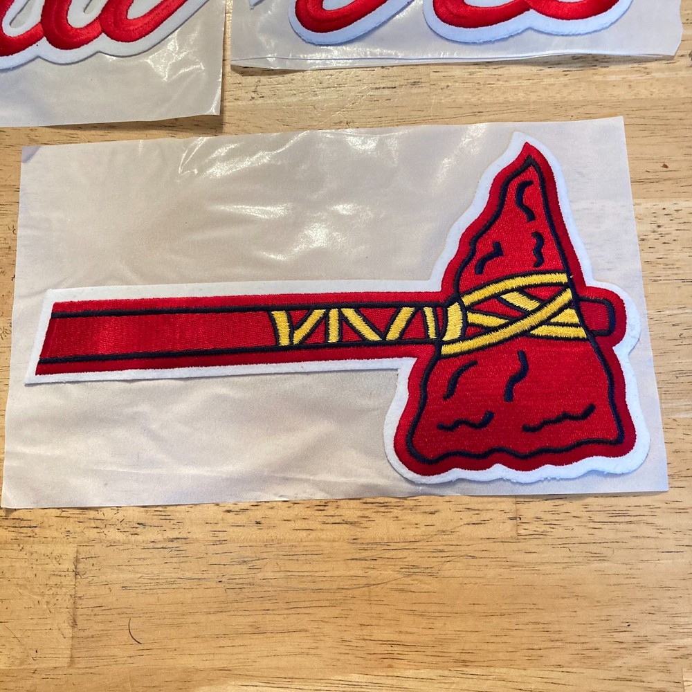 ATLANTA BRAVES *4-Piece* Embroidered Iron-On MLB Jersey Script Logo Patch Set