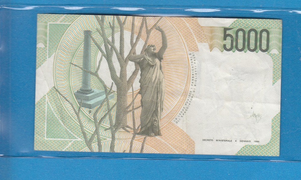 1985 Italy 5000 Lire Note