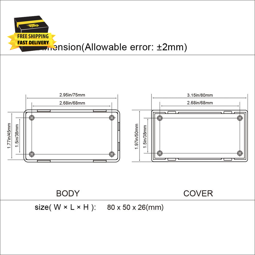 5 Pieces Plastic Project Boxes Junction Case for Electronic Project, Black 3.1 X