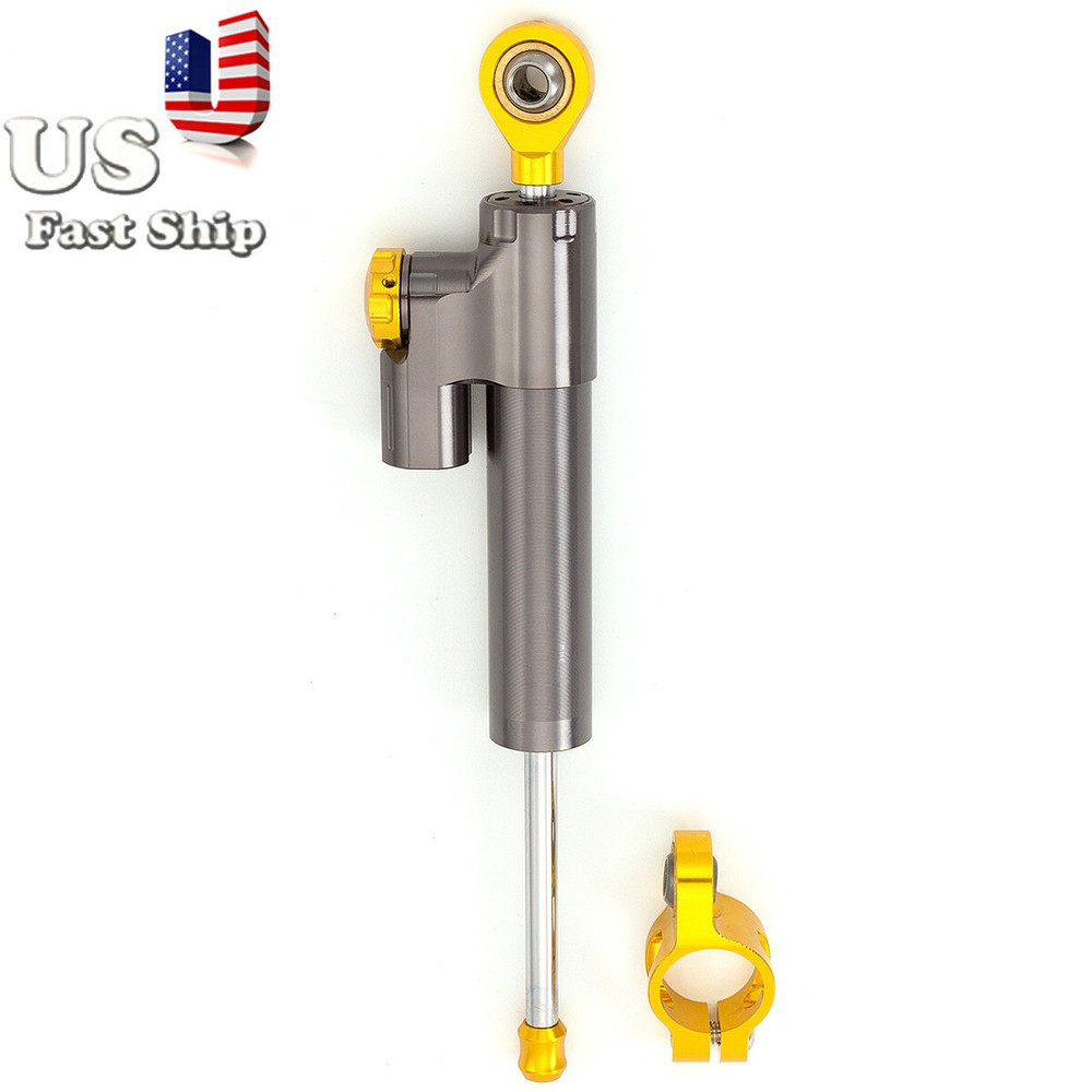 Steering Damper Universal Adjustable Motorcycle Steering Damper Stabilizer Gray