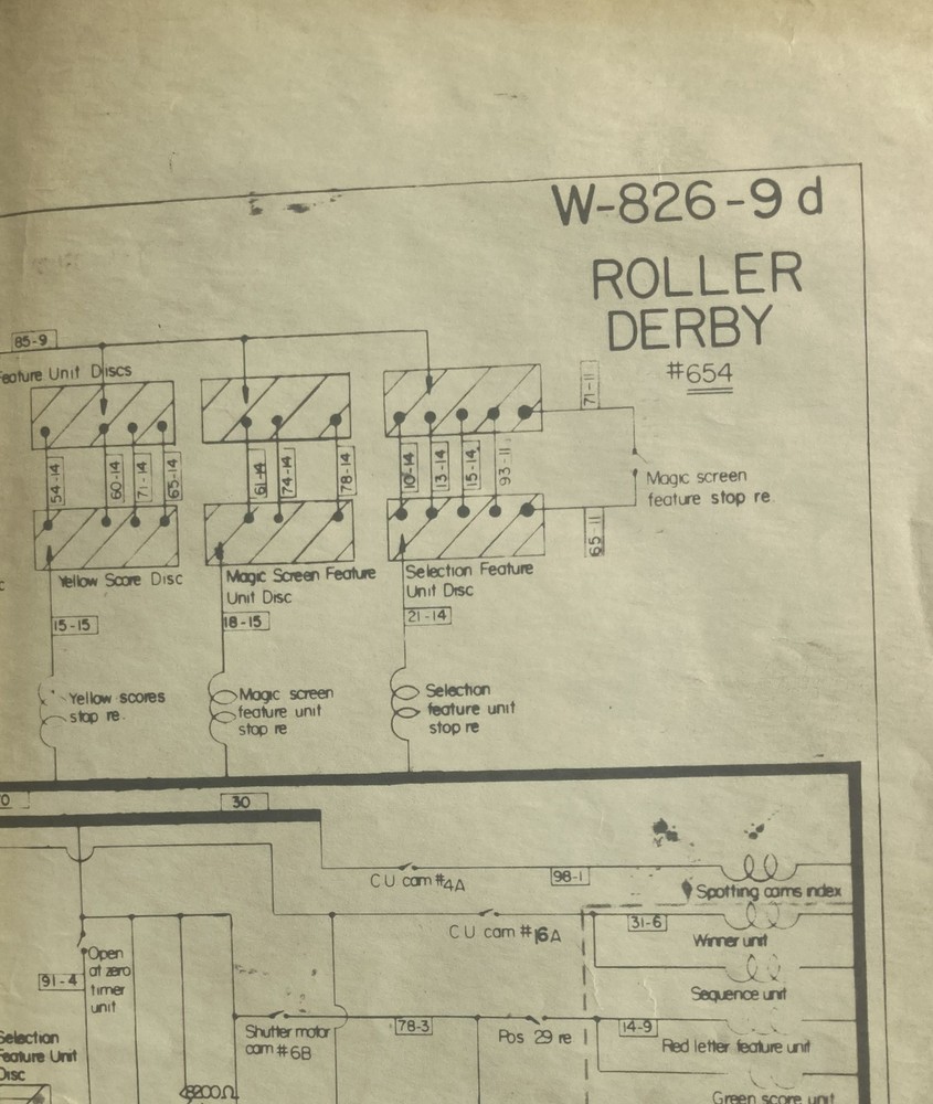 Bally Roller Derby Bingo Pinball Schematic