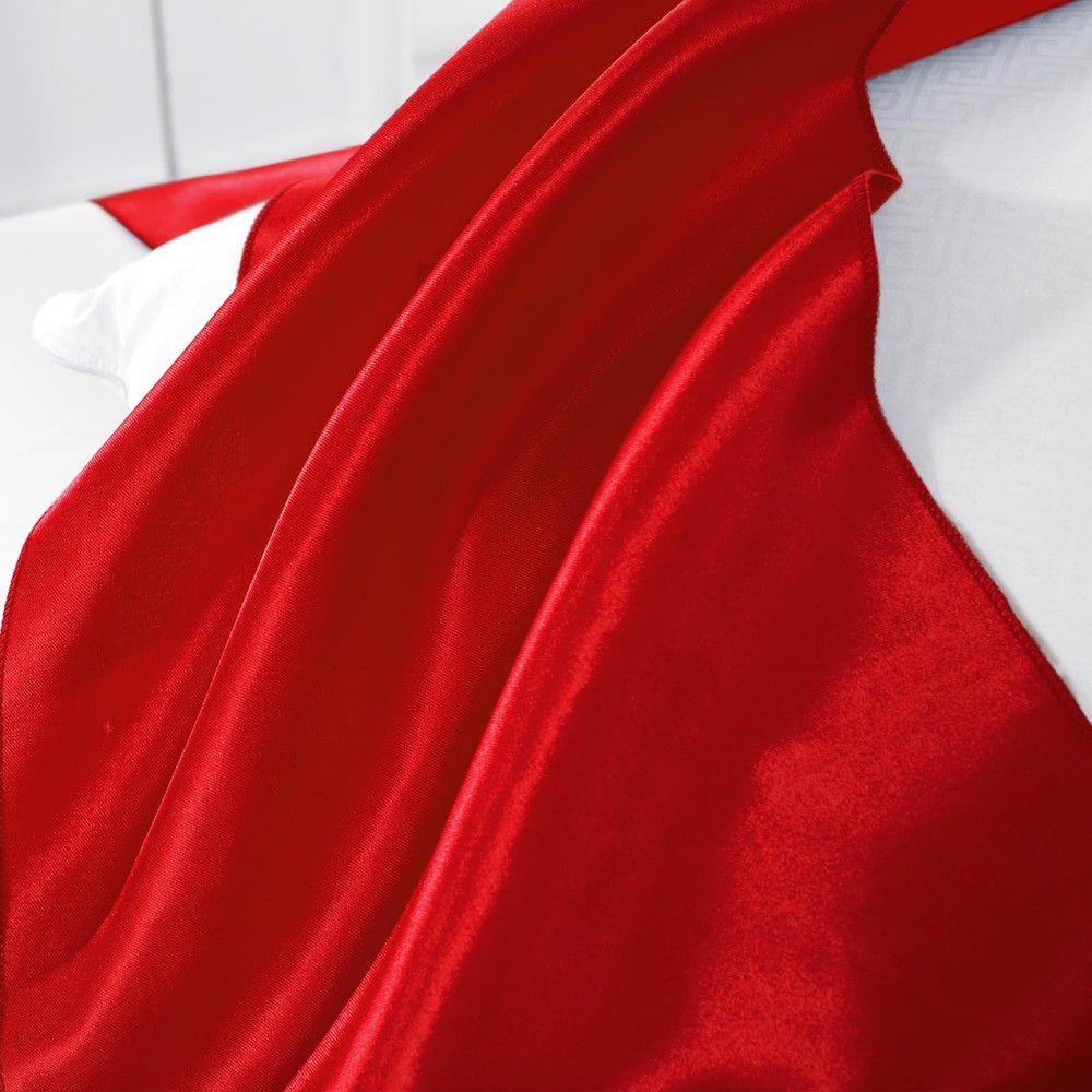 6 Pack 12x108" Red Rectangular Smooth Satin Silk Table Runner for Wedding