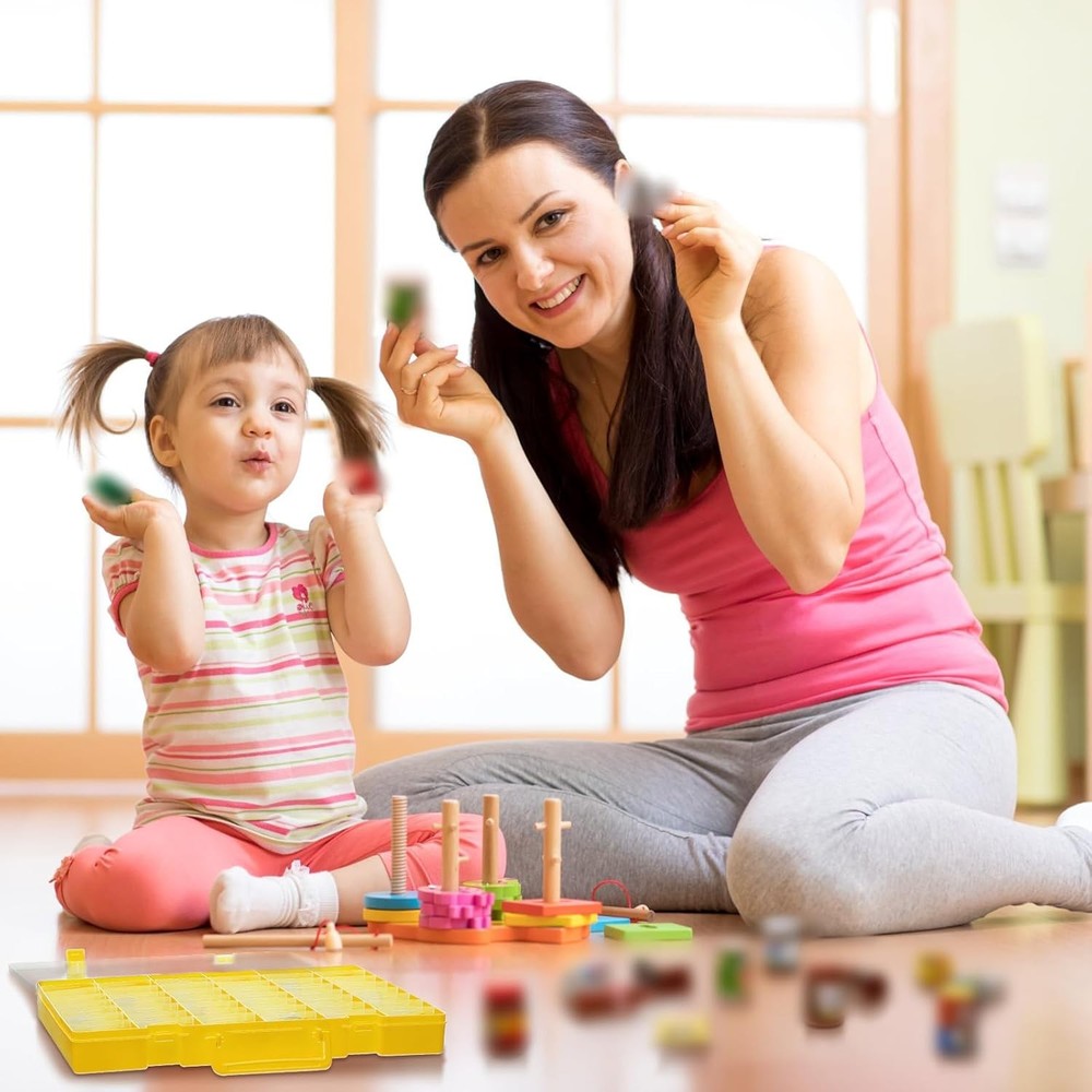 2 Pcs 48 Grids Plastic Storage Bead Organizer Box Tackle Box Compartment Large