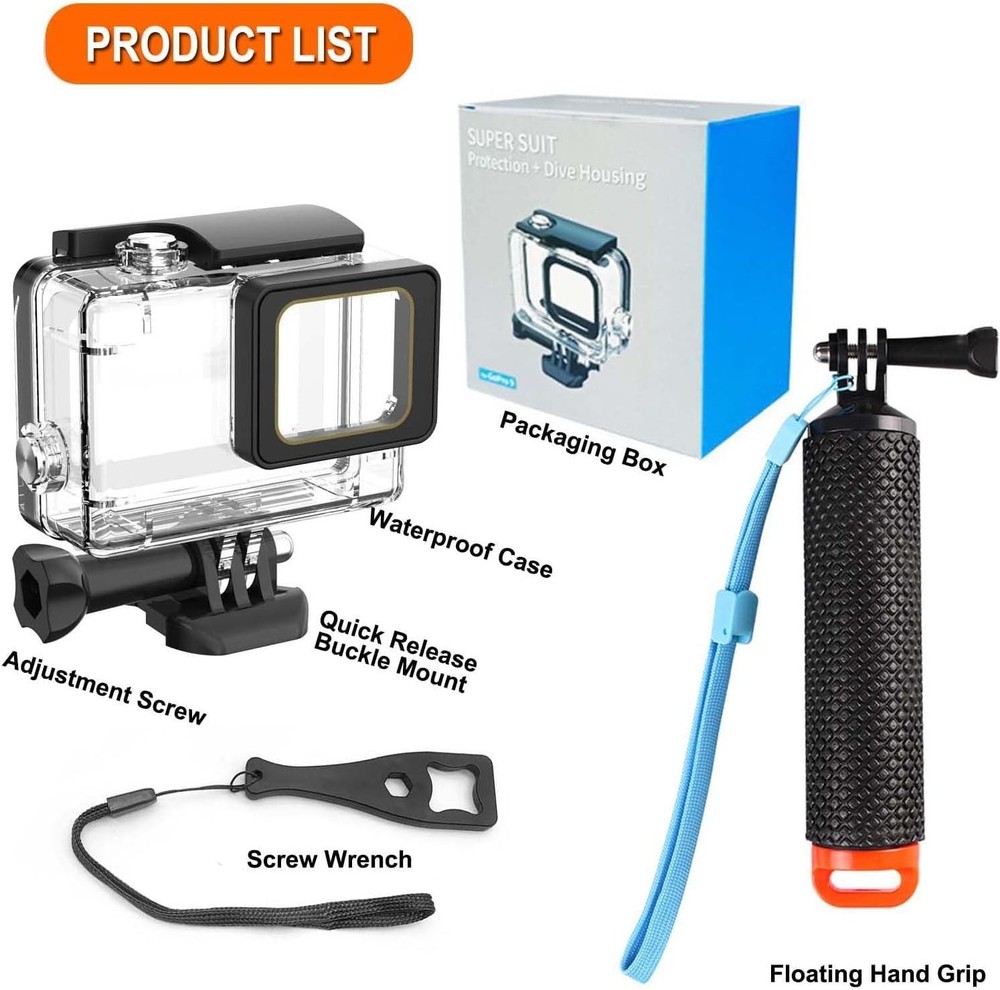 Underwater Diving Case for GoPro Hero 4K 60M - Includes Handle & Protection Kit