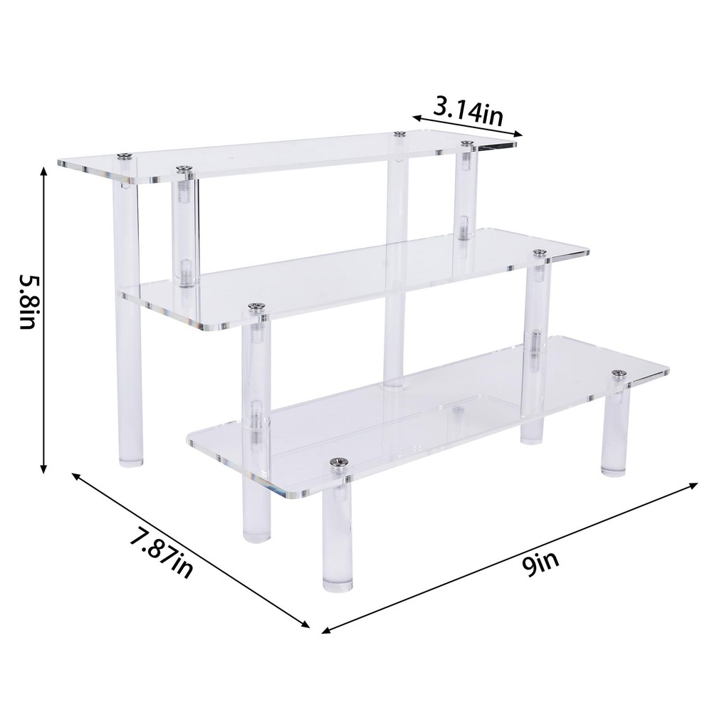 losensild Acrylic Riser,Clear Display Risers 3 Tier ,Large Shelf Clear